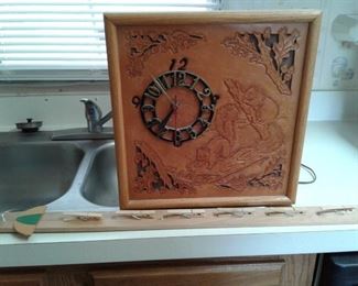 Wood Clock and Clothes Pin Knick Knack