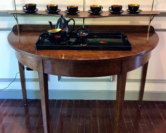 Baker Demi-Lune Server with Brass Rails
