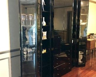 Roche Bobois Black Lacquer Curio and China Cabinet