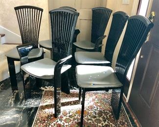 6 Roche Bobois Dining Chairs with Leather Seat