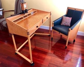 Roche Bobois Art Deco Maplewood Desk and Chair