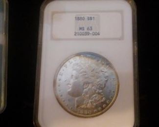 US MORGAN SILVER DOLLARS - GRADED; COMMEMORATIVES SOME PCGS AND NGC