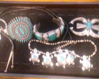 NATIVE AMERICAN TURQUOISE PAWN JEWLRY & BUCKLES