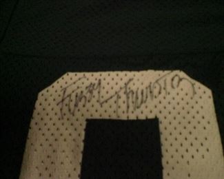Fuzzy Thurman autographed jersey detail.