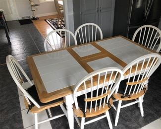 Tiled kitchen table with chairs