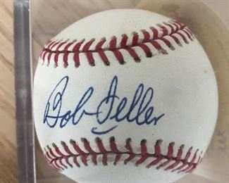 Bob Feller HOF star pitcher with the Cleveland Indians Have COA with plastic cover box.