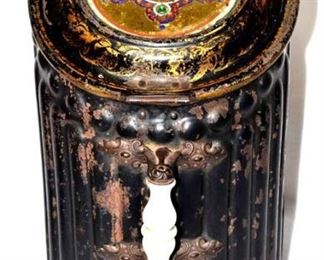 VICTORIAN ENGLISH COAL HOD on Iron Rollers