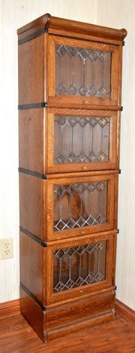 ANTQ. OAK NARROW LAWYER'S BOOKCASE
