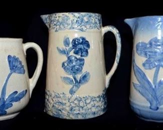 BLUE & WHITE STONE PITCHERS