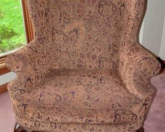 1 of 2 MATCHING PENNSYLVANIA HOUSE QUEEN ANNE WINGBACK CHAIRS