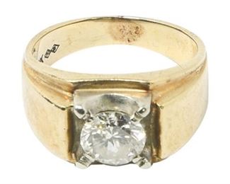 13. Mens 10K Yellow Gold Ring w 1.5 Carat Diamond