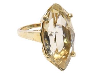 20. Womens 14K Yellow Gold Ring wLarge Yellow Citrine