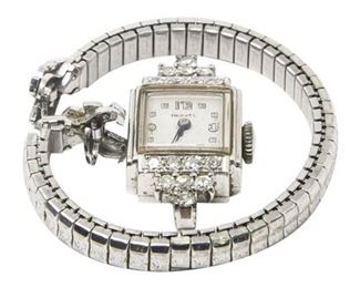 26. Vintage Womens 14K White Gold Cocktail Watch wDiamonds