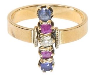 32. Antique Womens 18K Ring with Colored Stones