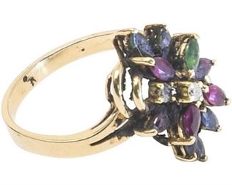 41. Womens 18K Ring wColored Stones