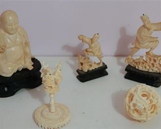57. Lot of 5 Pieces of Asian Carved Ivory