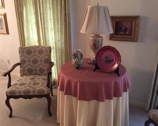 Decor, 2 of these chairs and large covered table