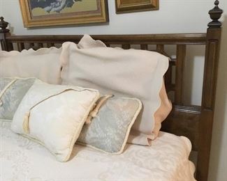 Queen bed and linens