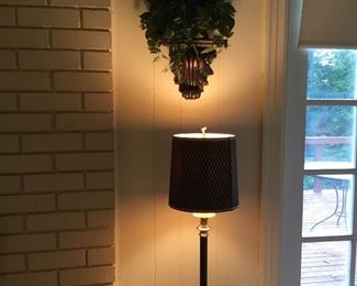 Stand lamp with black shade