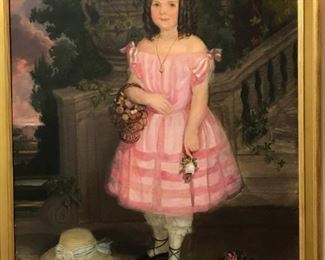 Americana Portrait c. 1855, (Attributed to John Francis) oil on canvas, 56 x 46 in. as framed