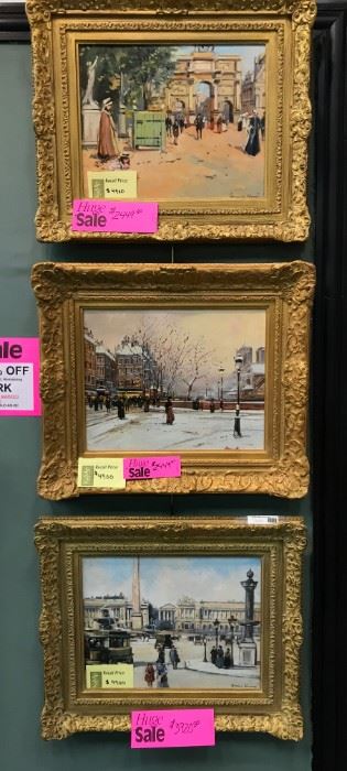 A.Henri, Three vignetts of Paris, each approx 20 x 22 in. as framed, circa 1950's