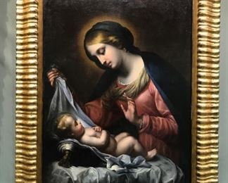 After Carlo Dolci, Madonna & Child, c. 1830-1860, oil on canvas, 50 x 40 in, framed