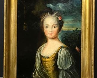 English 19th c. Young Girl, oil on canvas 26 x 22 framed circa 1800, School of Sir Joshua Reynolds