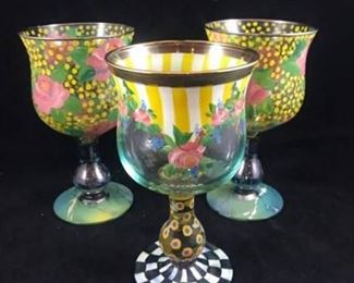 Mackenzie Childs Water Goblets 3 Yellows