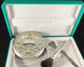 Towle Sterling Compact Mirror and Brush