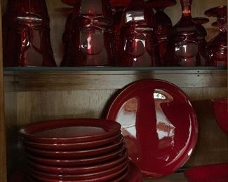 Large Collection of Ruby Red Viking Glasses