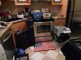 Several items in the kitchen including coffee machine; glassware; suitcase; "flag" rug; DELL printer; and more!