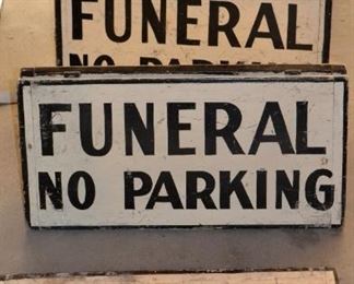Vintage Funeral Parking Signs