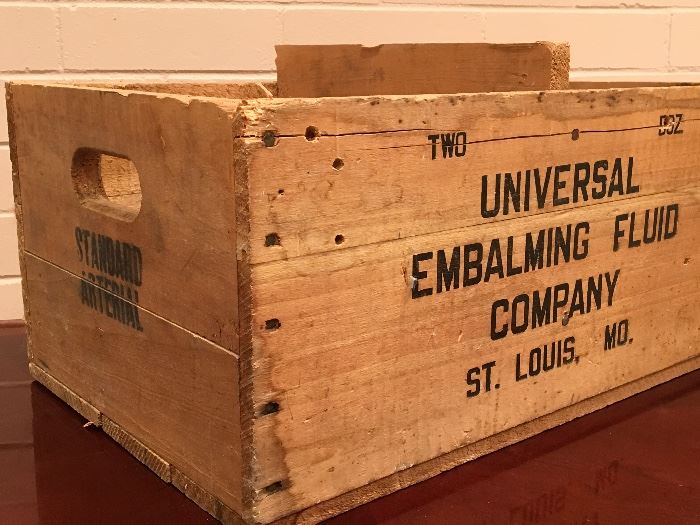 Vintage Universal Embalming Fluid Wood Crate