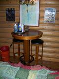 accent table and 2 stools