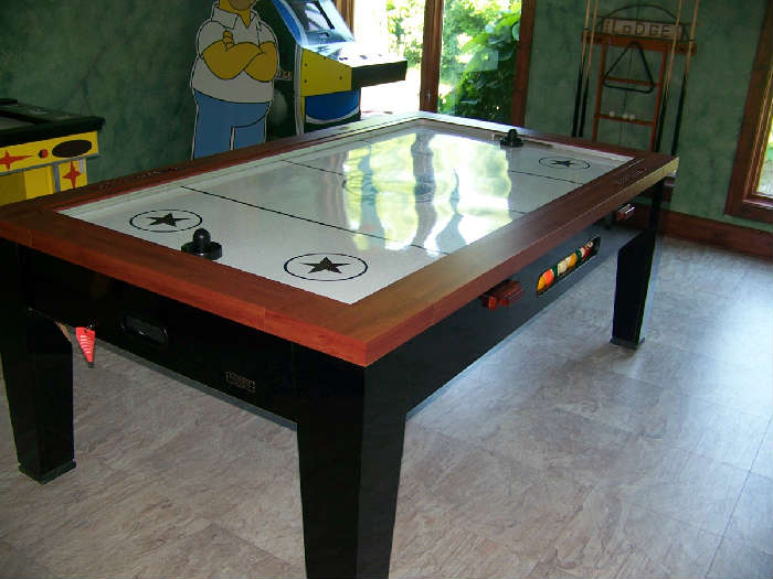 Air hockey table that can be turned over into pool table AND HAS PING PONG ADDITION TOO