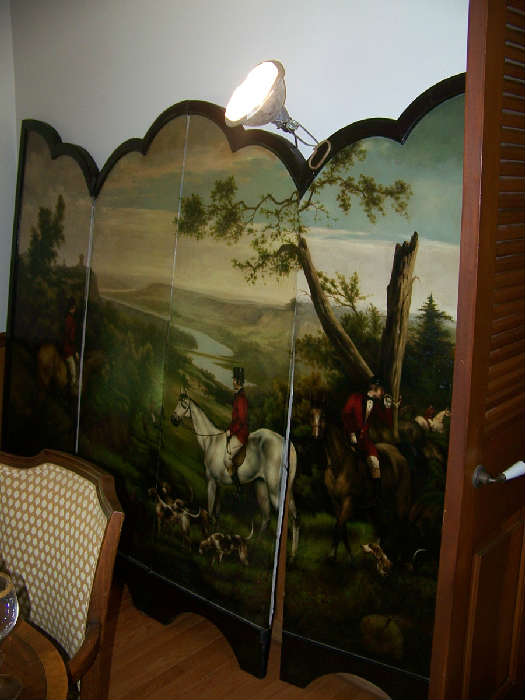 4 panel hand painted oil screen