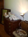 Buffet for dining room set; Dishes on top; Haviland Pattern 67-
Coal Port "Hong Kong"
