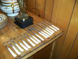 English Sterling Silver Fish forks and knives with Ivory handles