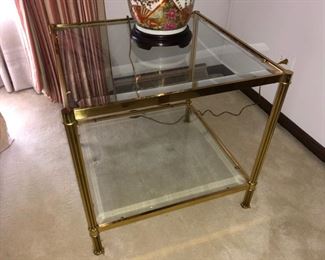 Brass and glass end table