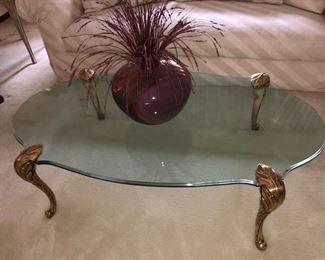 Brass and glass coffee table