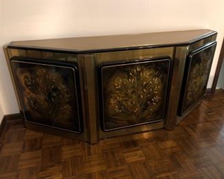 Gorgeous Hollywood Regency Mastercraft Tree of Life buffet - solid brass and lacquer