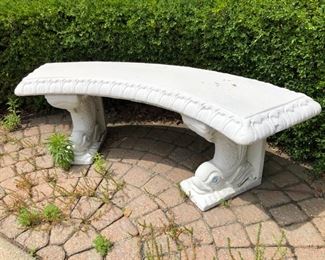 2 concrete garden benches......