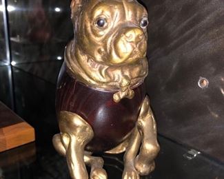 Brass/wood dog trinket box!