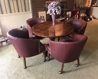 Round wood table and 4 chairs.....