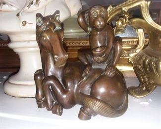 Bronze Monkey On Horse Figurine (ORIGINAL!)