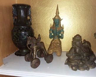 Bronze Asian Themed Figurines & Pull Toy