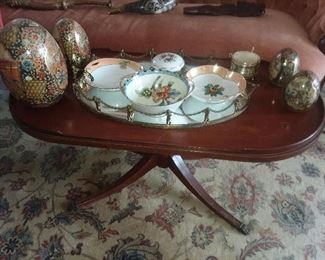 Coffee Table W/ Asian Themed Eggs