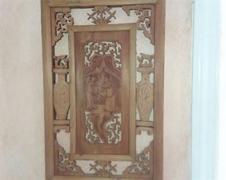Carved Asian Themed Wall Plaque