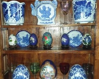 Blue & White China and Cloisonne Eggs