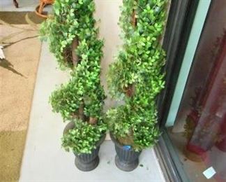 Pair of Artificial Topiaries - Boxwood Spiral Tree https://ctbids.com/#!/description/share/166479